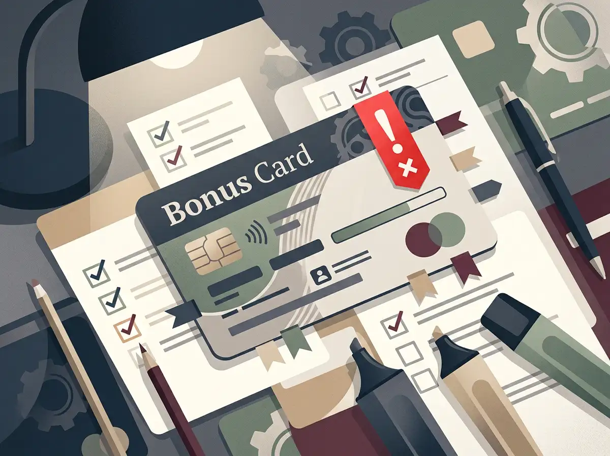 Casino bonus notes with caution symbols and no visible currency amounts